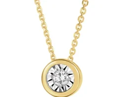 Naszyjnik z żółtego i białego złota z brylantem - 0,05 ct - próba 375