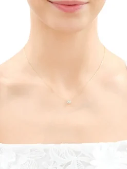 Naszyjnik z żółtego i białego złota z brylantem - 0,05 ct - próba 375