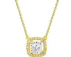 Naszyjnik z żółtego i białego złota z diamentami - 0,12 ct - próba 585