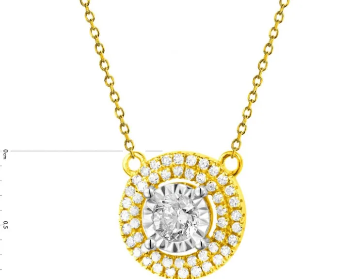 Naszyjnik z żółtego i białego złota z diamentami - 0,21 ct - próba 585