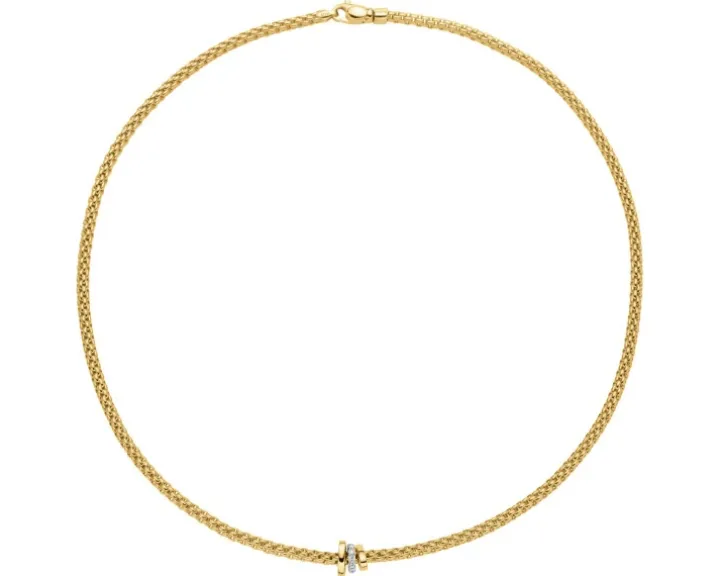 Naszyjnik z żółtego i białego złota z brylantami - 0,10 ct - próba 750