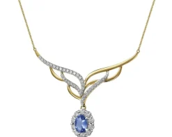 Naszyjnik z żółtego złota brylantami i tanzanitem - próba 585