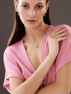 Naszyjnik z żółtego złota brylantami i tanzanitem - próba 585