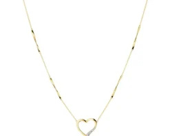 Naszyjnik z żółtego złota diamentami - serce - 0,01 ct - próba 375