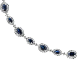 Naszyjnik z żółtego złota z brylantami i szafirami - próba 585