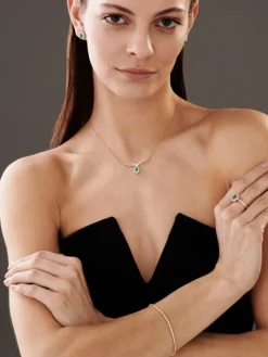 Naszyjnik z żółtego złota z brylantami i szmaragdem - próba 585