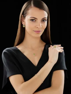 Naszyjnik z żółtego złota z brylantami i kwarcem Lemon - próba 585