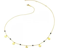 Naszyjnik z żółtego złota z brylantem i agatami - 45 cm - próba 375