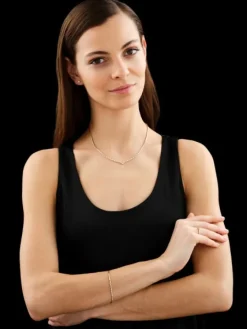 Naszyjnik z żółtego złota z brylantami - 43 cm - 0,27 ct - próba 585