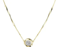 Naszyjnik z żółtego złota z brylantami - 0,03 ct - próba 375