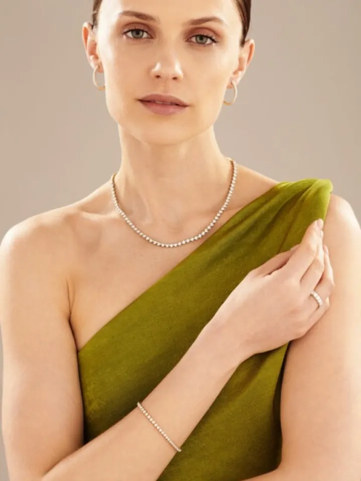 Naszyjnik z żółtego złota z brylantami - 45 cm, - 2,08 ct - próba 585