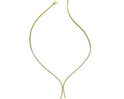 Naszyjnik z żółtego złota z brylantami - 43 cm - 0,84 ct - próba 585