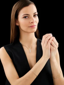 Naszyjnik z żółtego złota z brylantami - 43 cm - 0,84 ct - próba 585