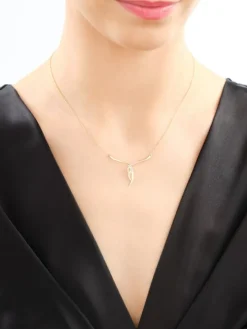 Naszyjnik z żółtego złota z brylantami - 0,05 ct - próba 585