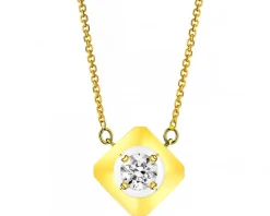 Naszyjnik z żółtego złota z brylantem - 0,08 ct - próba 585