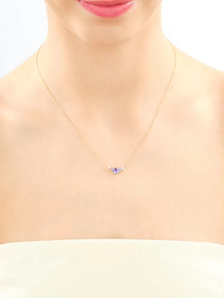 Naszyjnik z żółtego złota z brylantami i tanzanitami - próba 585