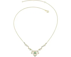 Naszyjnik z żółtego złota z brylantami i szmaragdem - próba 585