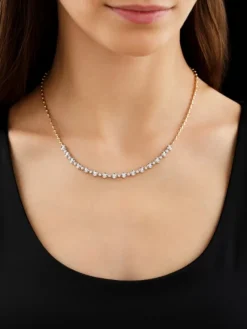 Naszyjnik z żółtego złota z brylantami - 45 cm - 0,89 ct - próba 585