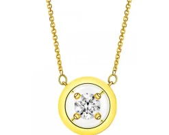 Naszyjnik z żółtego złota z brylantem - koło - 0,15 ct - próba 585