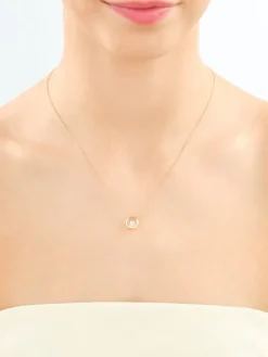 Naszyjnik z żółtego złota z brylantem - koło - 0,15 ct - próba 585