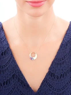 Naszyjnik z żółtego złota z brylantami i kamieniami ozdobnymi - próba 585