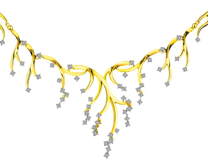 Naszyjnik z żółtego złota z brylantami - 1,01 ct - próba 585