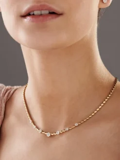 Naszyjnik z żółtego złota z brylantami - 0,63 ct - próba 585