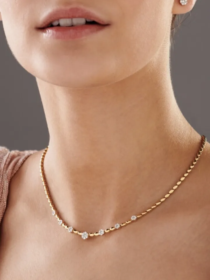 Naszyjnik z żółtego złota z brylantami - 0,63 ct - próba 585