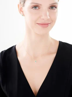 Naszyjnik z żółtego złota z brylantami i szmaragdem - próba 585