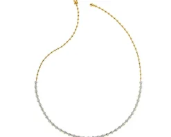 Naszyjnik z żółtego złota z brylantami - 43 cm - 0,87 ct - próba 585