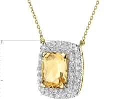 Naszyjnik z żółtego złota z brylantami i cytrynem - próba 585