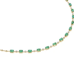 Naszyjnik z żółtego złota z brylantami i szmaragdami - próba 750