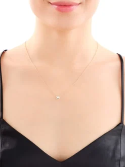 Naszyjnik z żółtego złota z brylantem - 0,10 ct - próba 585