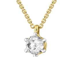 Naszyjnik z żółtego złota z brylantem laboratoryjnym - 0,21 ct - próba 585