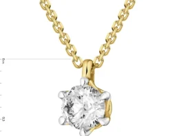 Naszyjnik z żółtego złota z brylantem laboratoryjnym - 0,21 ct - próba 585