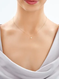 Naszyjnik z żółtego złota z brylantem laboratoryjnym - 0,21 ct - próba 585