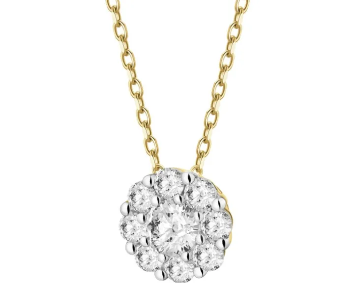 Naszyjnik z żółtego złota z brylantami laboratoryjnymi - 0,20 ct - próba 585
