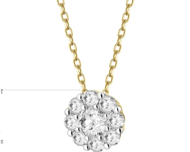 Naszyjnik z żółtego złota z brylantami laboratoryjnymi - 0,20 ct - próba 585
