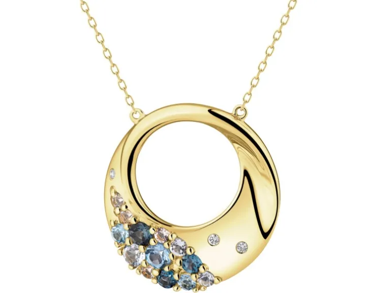 Naszyjnik z żółtego złota z brylantami i topazami - próba 585