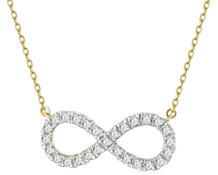 Naszyjnik z żółtego złota z brylantami laboratoryjnymi - nieskończoność - 0,25 ct - próba 585