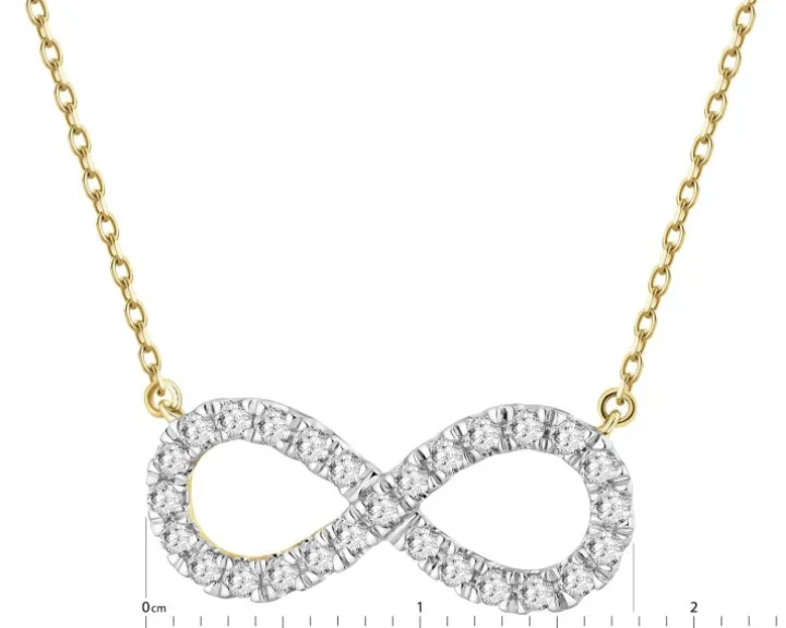 Naszyjnik z żółtego złota z brylantami laboratoryjnymi - nieskończoność - 0,25 ct - próba 585