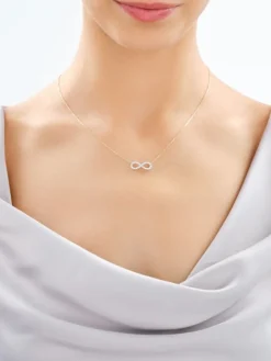 Naszyjnik z żółtego złota z brylantami laboratoryjnymi - nieskończoność - 0,25 ct - próba 585