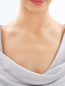 Naszyjnik z żółtego złota z brylantem laboratoryjnym - 0,30 ct - próba 585