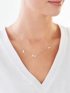 Naszyjnik z żółtego złota z brylantem - koty - 0,01 ct - próba 375
