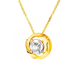 Naszyjnik z żółtego złota z brylantem - 0,18 ct - próba 585