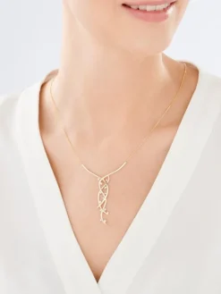 Naszyjnik z żółtego złota z brylantami - 0,06 ct - próba 585