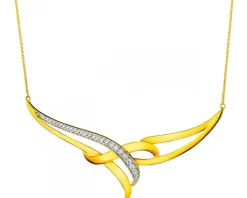 Naszyjnik z żółtego złota z brylantami - 0,20 ct - próba 375