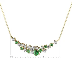 Naszyjnik z żółtego złota z brylantami, kamieniami ozdobnymi i syntetycznymi - próba 375