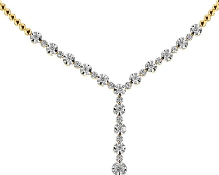 Naszyjnik z żółtego złota z brylantami - 45 cm - 1,03 ct - próba 585