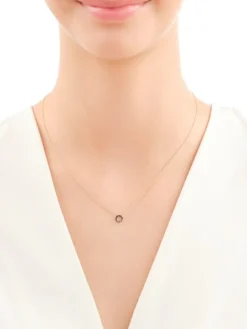 Naszyjnik z żółtego złota z czarnymi diamentami - 0,06 ct - próba 375